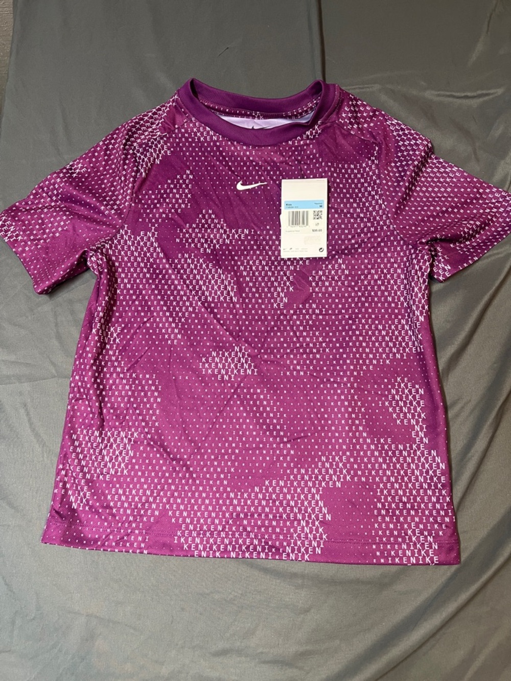 Nike Kids Purple Patterned Dri-FIT Short Sleeve Tee